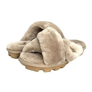 UGG FUZZETTE Fuzzy Slippers Goal Sheepskin Gray Women's Shoes